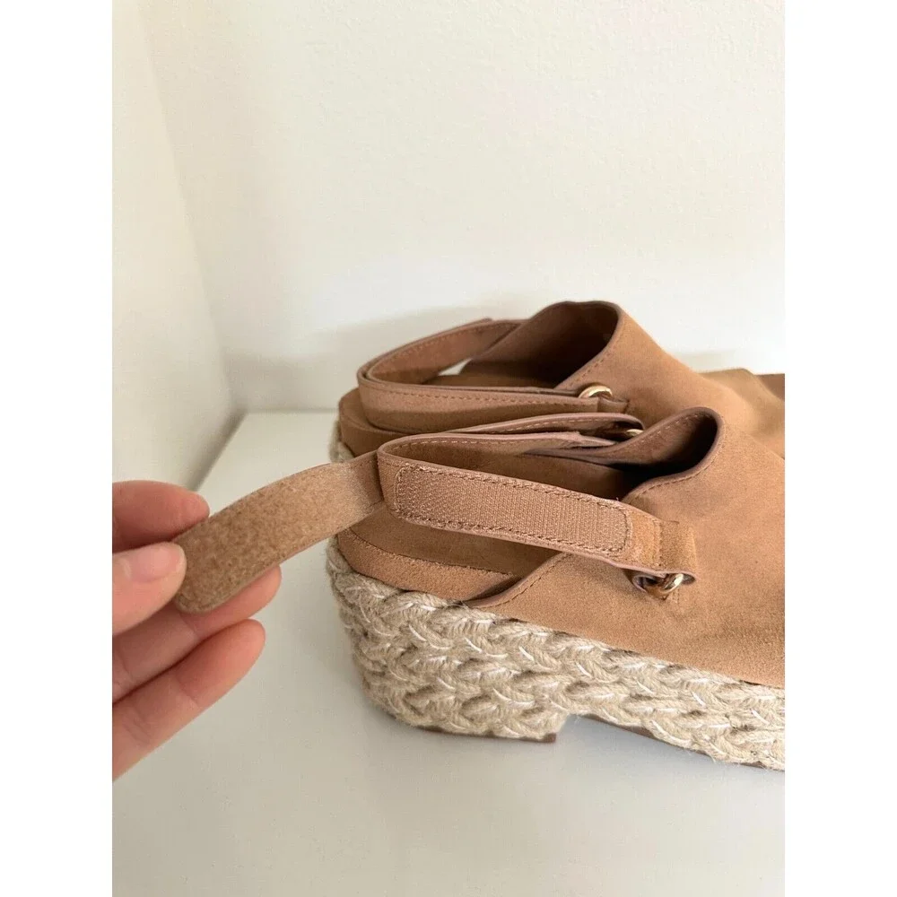 Kelsi Dagger Brooklyn Keys Platform Sandal Espadrille Buckle Strap Tan Women 9.5